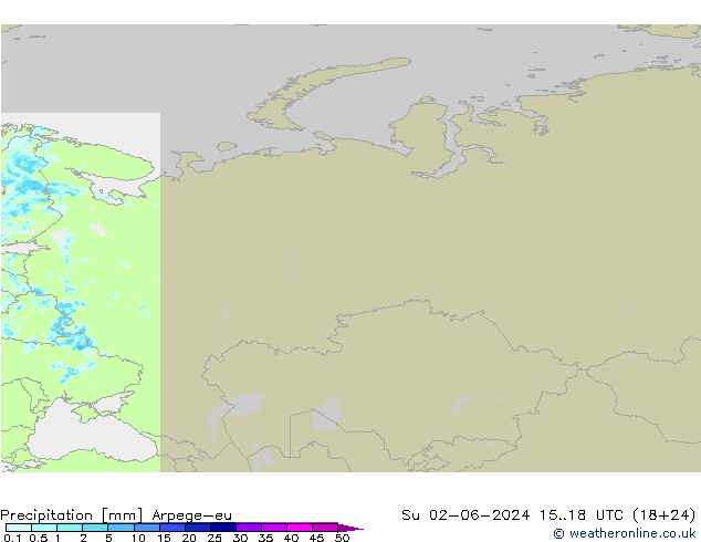 Précipitation Arpege-eu dim 02.06.2024 18 UTC