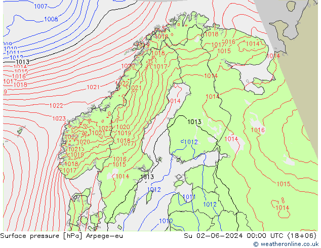 pression de l'air Arpege-eu dim 02.06.2024 00 UTC