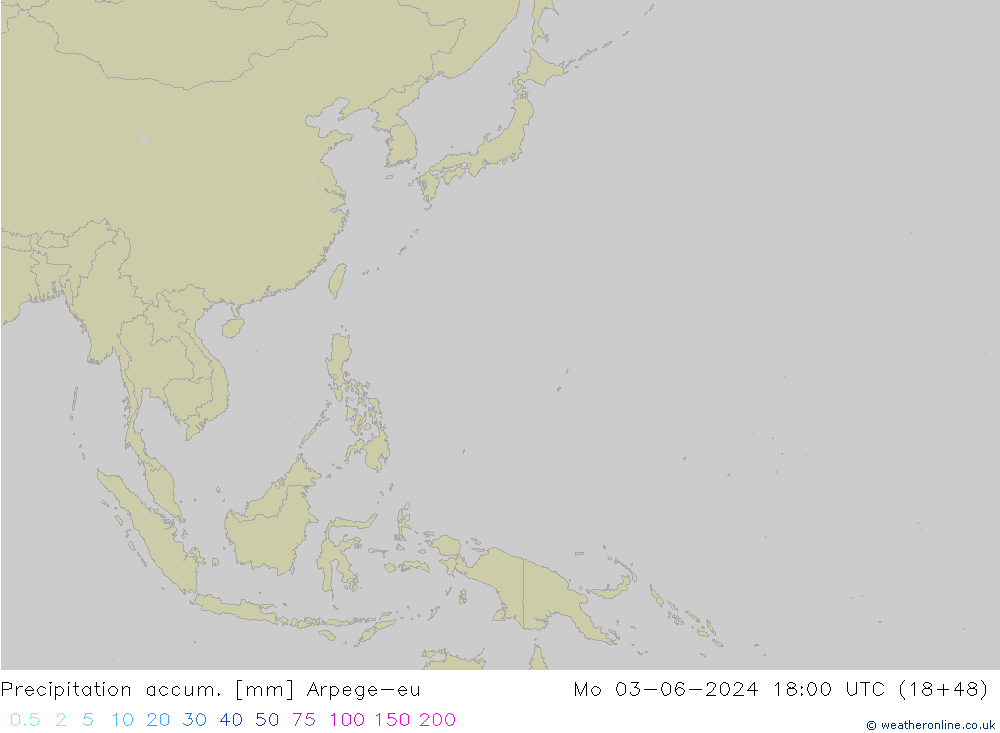 Precipitation accum. Arpege-eu пн 03.06.2024 18 UTC