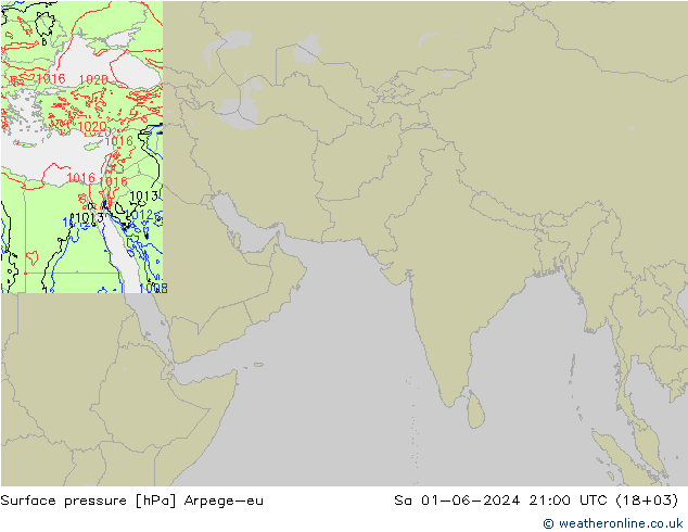 Atmosférický tlak Arpege-eu So 01.06.2024 21 UTC