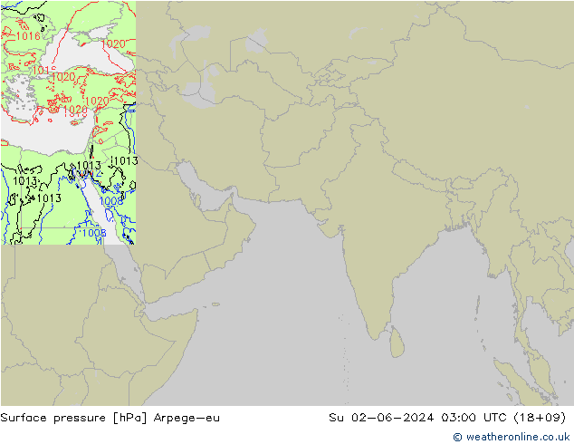 Surface pressure Arpege-eu Su 02.06.2024 03 UTC