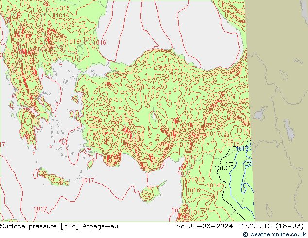 приземное давление Arpege-eu сб 01.06.2024 21 UTC