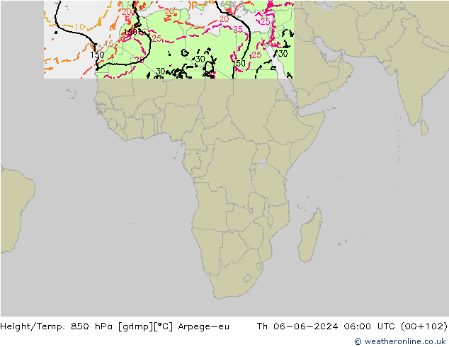 Height/Temp. 850 hPa Arpege-eu gio 06.06.2024 06 UTC