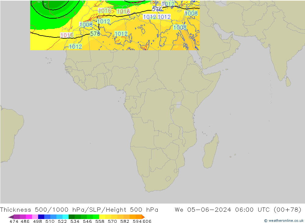 500-1000 hPa Kalınlığı Arpege-eu Çar 05.06.2024 06 UTC