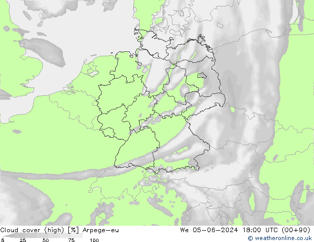 Wolken (hohe) Arpege-eu Mi 05.06.2024 18 UTC