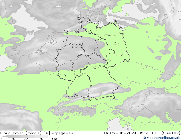 облака (средний) Arpege-eu чт 06.06.2024 06 UTC