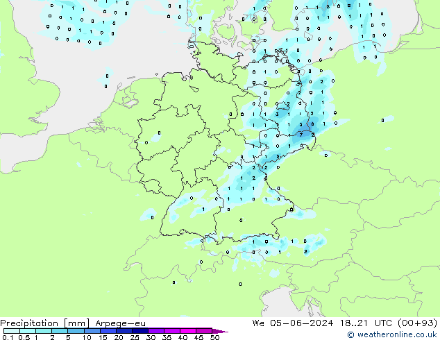 Precipitation Arpege-eu We 05.06.2024 21 UTC
