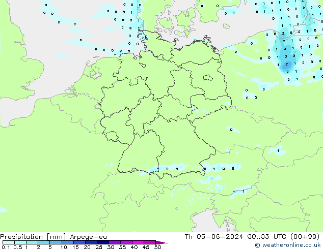 Precipitation Arpege-eu Th 06.06.2024 03 UTC