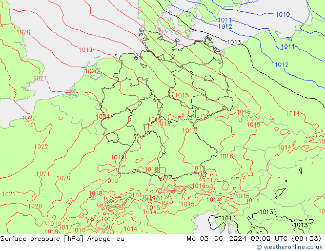 pression de l'air Arpege-eu lun 03.06.2024 09 UTC