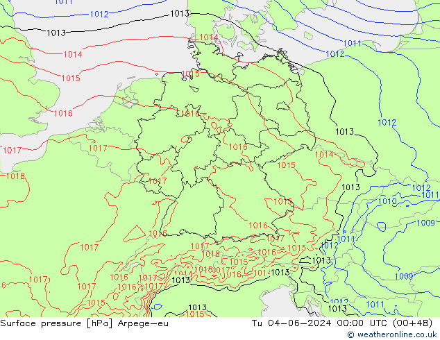 pressão do solo Arpege-eu Ter 04.06.2024 00 UTC