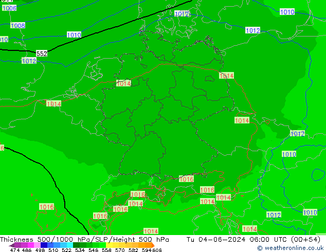 Thck 500-1000hPa Arpege-eu Tu 04.06.2024 06 UTC