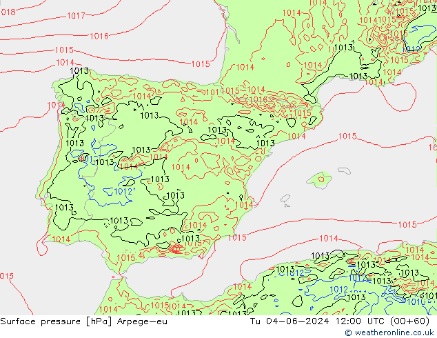 pression de l'air Arpege-eu mar 04.06.2024 12 UTC