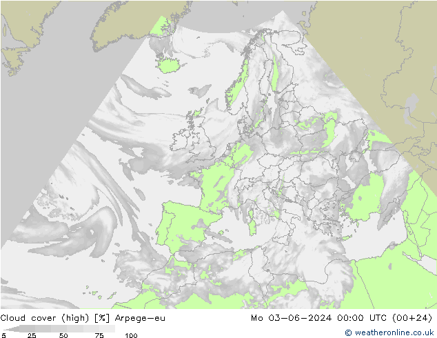 nuvens (high) Arpege-eu Seg 03.06.2024 00 UTC