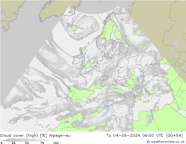 Bulutlar (yüksek) Arpege-eu Sa 04.06.2024 06 UTC