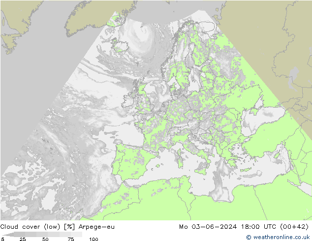 Bulutlar (düşük) Arpege-eu Pzt 03.06.2024 18 UTC