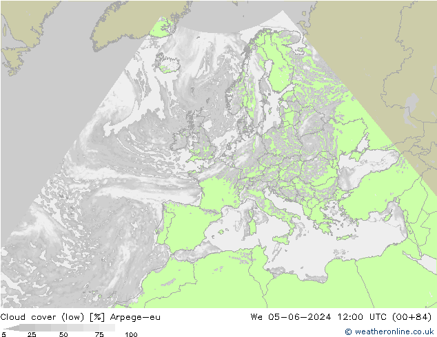 Wolken (tief) Arpege-eu Mi 05.06.2024 12 UTC