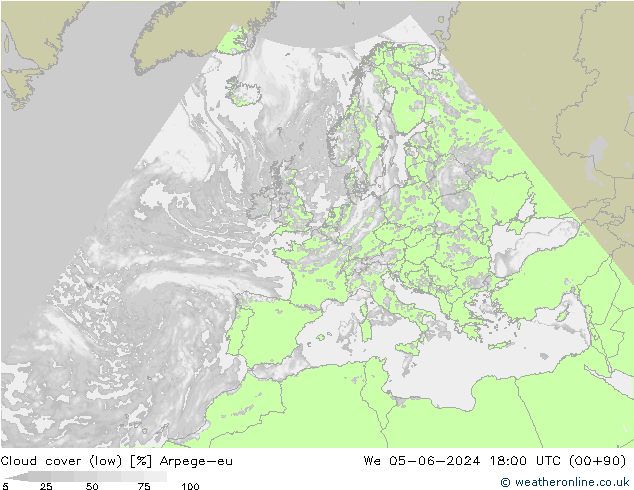 Nubi basse Arpege-eu mer 05.06.2024 18 UTC