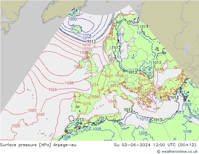 Yer basıncı Arpege-eu Paz 02.06.2024 12 UTC