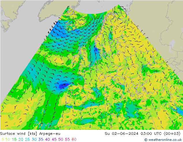 10 m Arpege-eu  02.06.2024 03 UTC