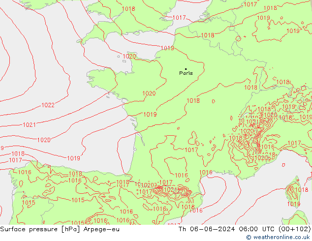 ciśnienie Arpege-eu czw. 06.06.2024 06 UTC