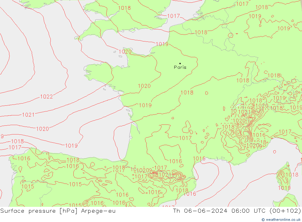 ciśnienie Arpege-eu czw. 06.06.2024 06 UTC