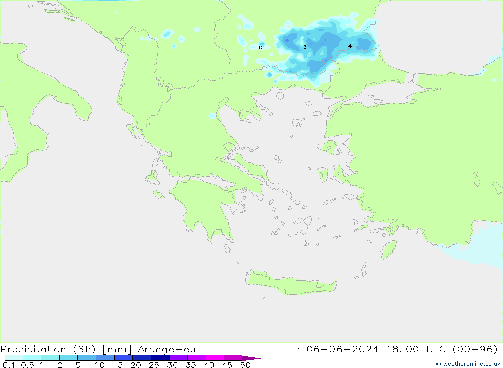 Yağış (6h) Arpege-eu Per 06.06.2024 00 UTC