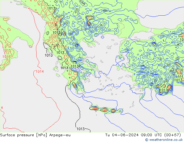 Bodendruck Arpege-eu Di 04.06.2024 09 UTC