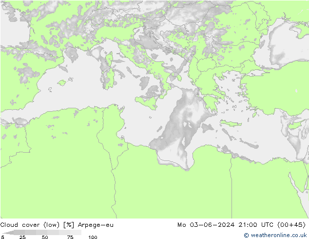 Bulutlar (düşük) Arpege-eu Pzt 03.06.2024 21 UTC