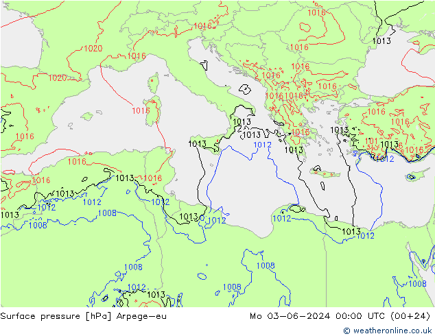 Luchtdruk (Grond) Arpege-eu ma 03.06.2024 00 UTC