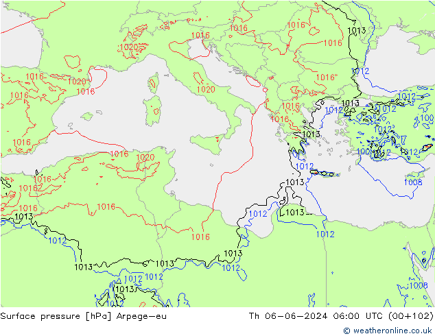Yer basıncı Arpege-eu Per 06.06.2024 06 UTC