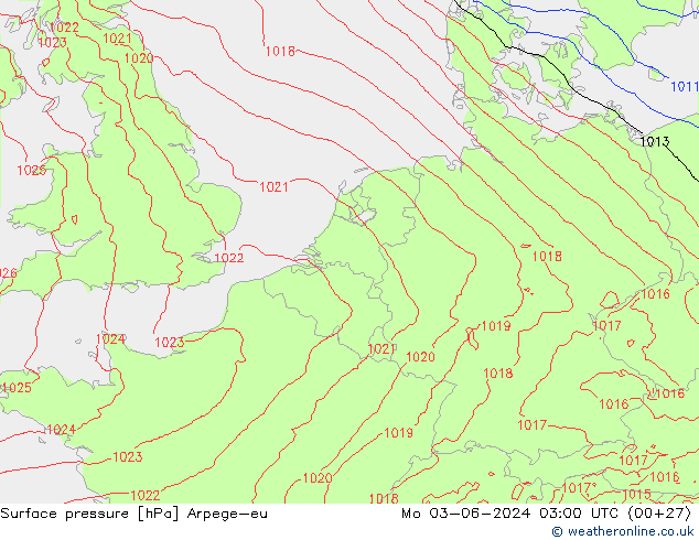 Luchtdruk (Grond) Arpege-eu ma 03.06.2024 03 UTC