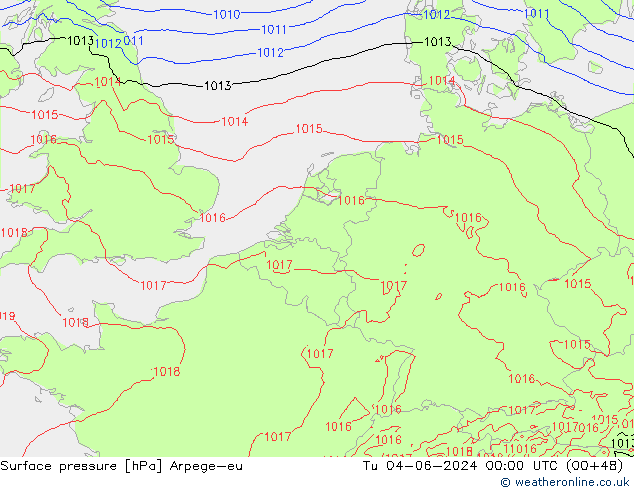 Bodendruck Arpege-eu Di 04.06.2024 00 UTC