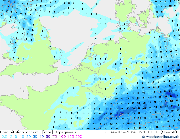 Nied. akkumuliert Arpege-eu Di 04.06.2024 12 UTC