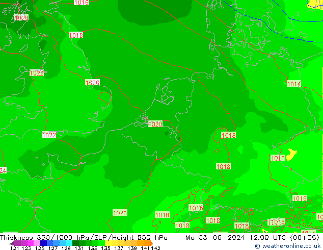 Thck 850-1000 hPa Arpege-eu Mo 03.06.2024 12 UTC