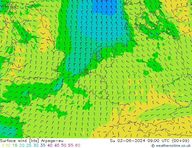  10 m Arpege-eu  02.06.2024 09 UTC