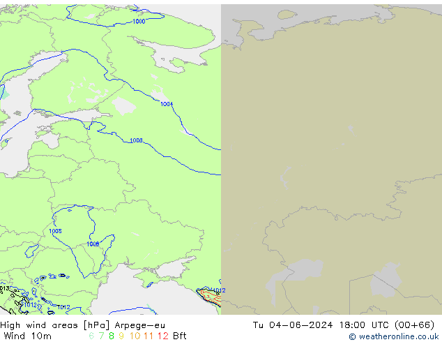 Windvelden Arpege-eu di 04.06.2024 18 UTC