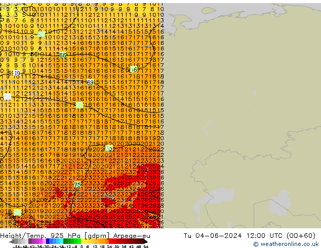 Height/Temp. 925 hPa Arpege-eu  04.06.2024 12 UTC