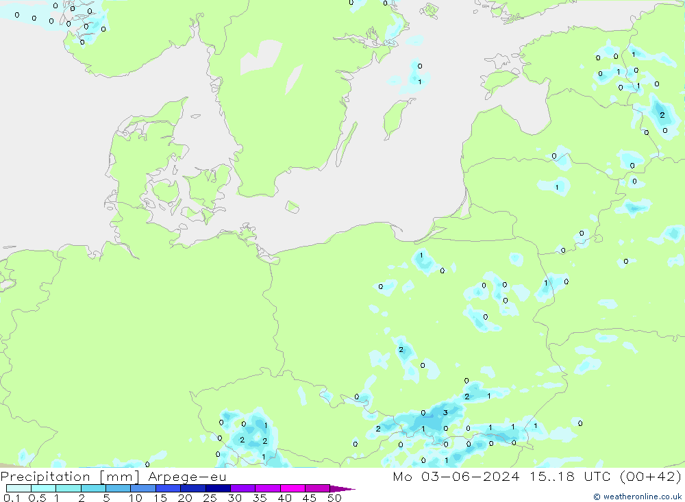 Srážky Arpege-eu Po 03.06.2024 18 UTC