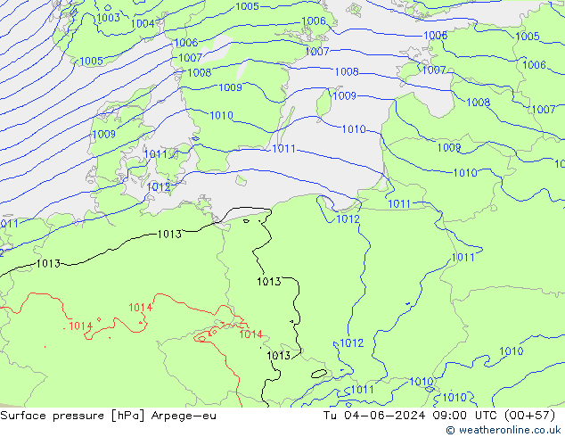 pressão do solo Arpege-eu Ter 04.06.2024 09 UTC
