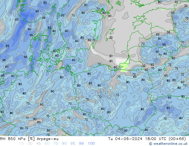 RV 850 hPa Arpege-eu di 04.06.2024 18 UTC