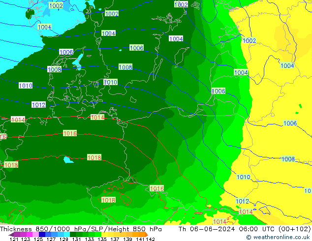 Thck 850-1000 hPa Arpege-eu Th 06.06.2024 06 UTC