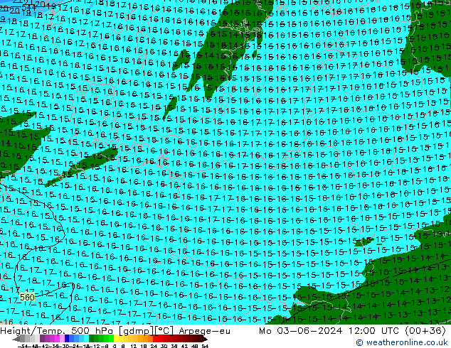 Height/Temp. 500 hPa Arpege-eu Seg 03.06.2024 12 UTC