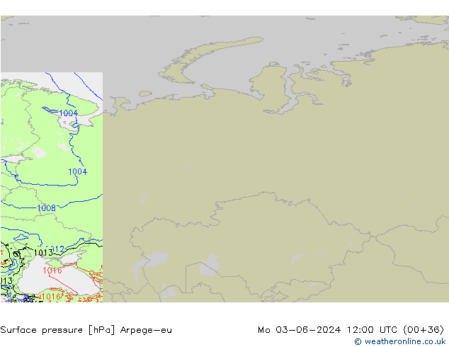 pressão do solo Arpege-eu Seg 03.06.2024 12 UTC