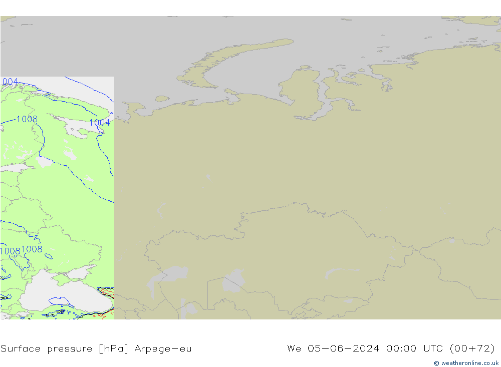 Pressione al suolo Arpege-eu mer 05.06.2024 00 UTC