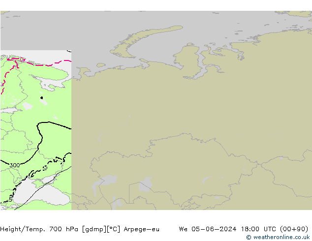 Height/Temp. 700 hPa Arpege-eu We 05.06.2024 18 UTC