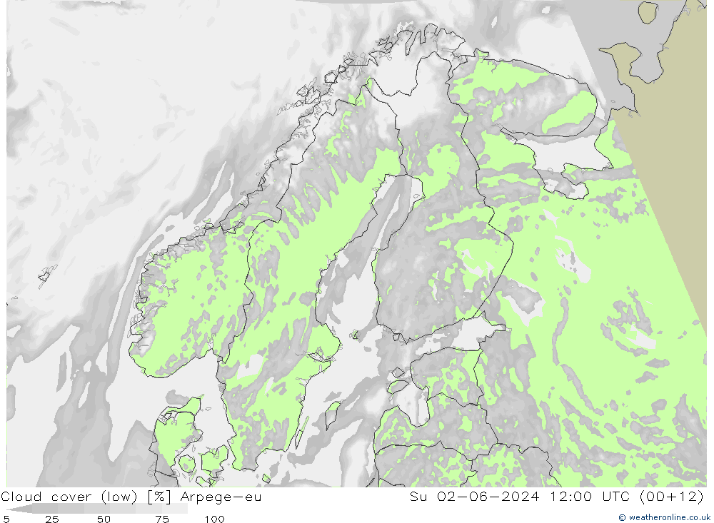 Bulutlar (düşük) Arpege-eu Paz 02.06.2024 12 UTC