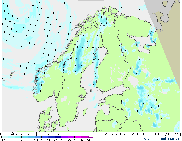 Précipitation Arpege-eu lun 03.06.2024 21 UTC