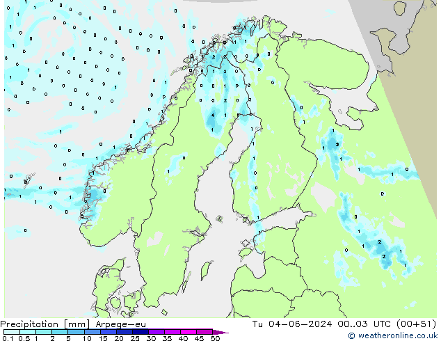 Precipitación Arpege-eu mar 04.06.2024 03 UTC