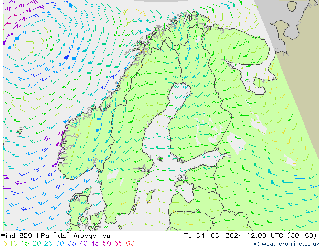 Wind 850 hPa Arpege-eu Di 04.06.2024 12 UTC