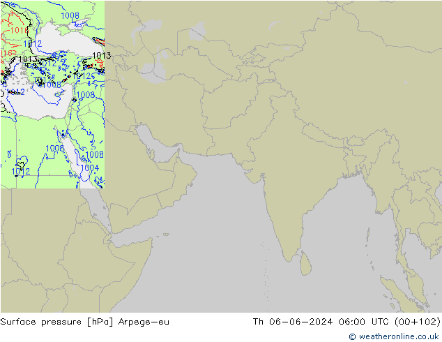 приземное давление Arpege-eu чт 06.06.2024 06 UTC